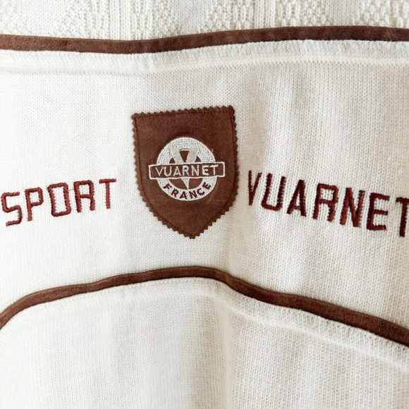 Vintage Vaurnet Paris White Kit Brown Suede Detail Pullover M - Picture 2 of 10